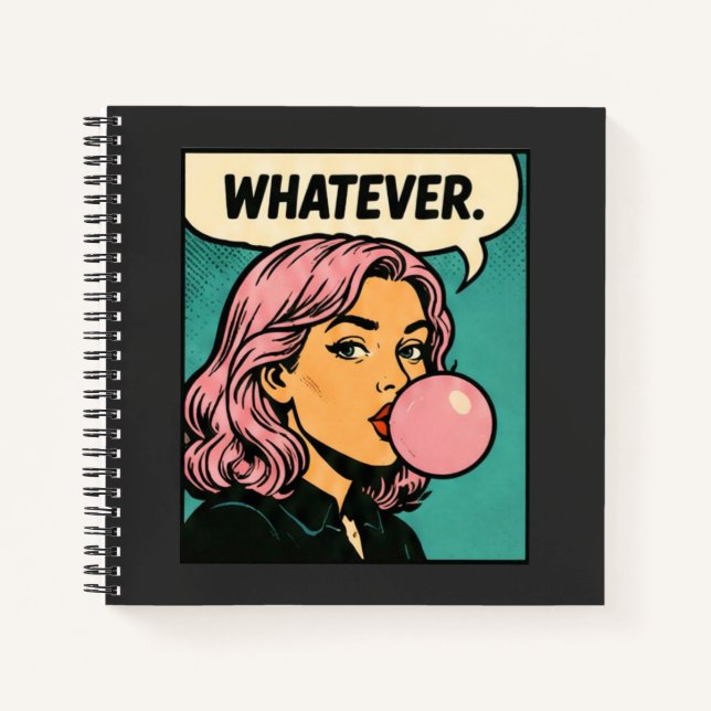 „Whatever“ Retro-Comic Notizbuch (Vorderseite)