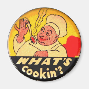 What's Cookin'? yellow and black kitchen Magnet