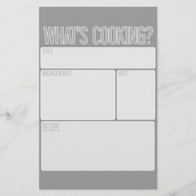"What's Cooking" Rezeptblätter (Großes Duschgesche (Vorderseite)
