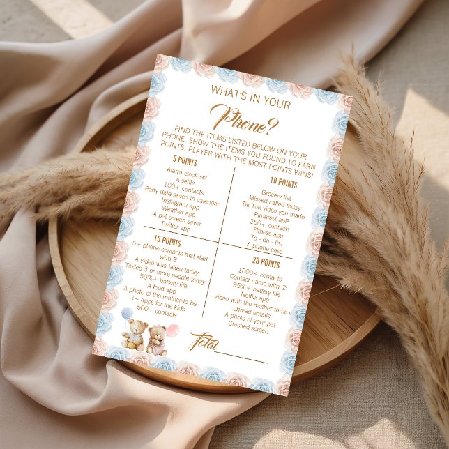 What's in Your Phone Game Card Teddy Bear (Von Creator hochgeladen)