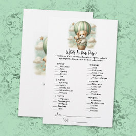 What's In Your Purse Puppy Baby Shower Game Card Briefpapier