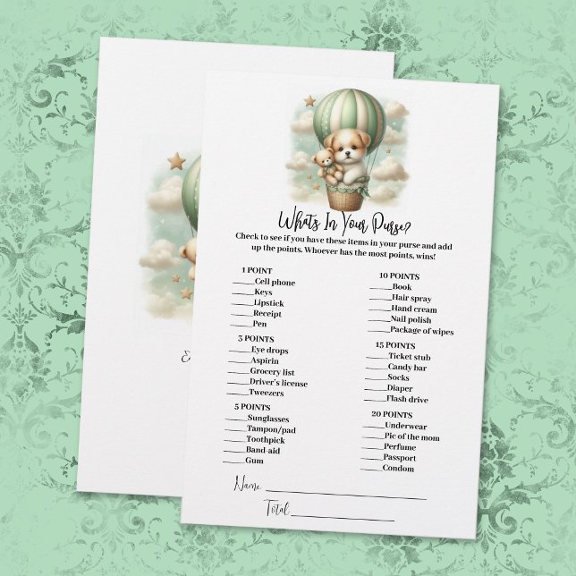 What's In Your Purse Puppy Baby Shower Game Card Briefpapier (Von Creator hochgeladen)