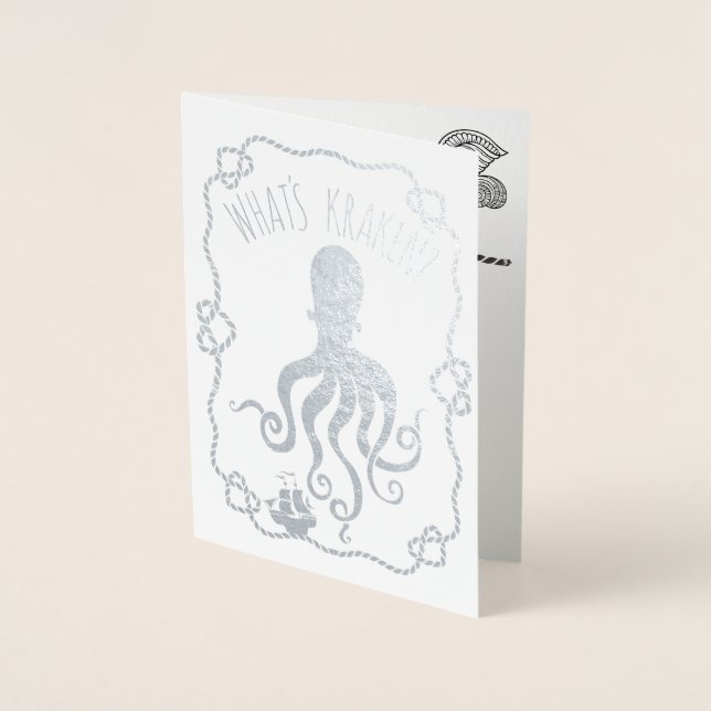 Whats Kraken Funny Nautical Pun | VERMISST Folienkarte (Vorderseite)