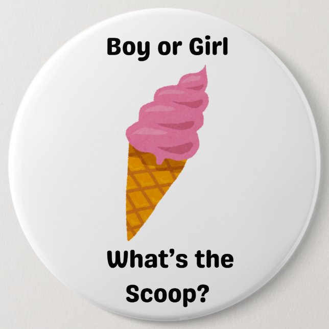 What's the Scoop gender reveal party Button (Vorderseite)
