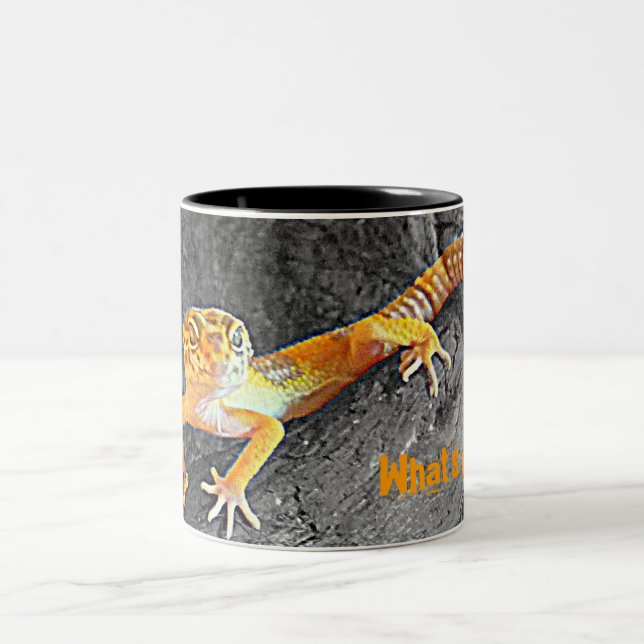What's up ? Leopard-gecko, gecko, cup Zweifarbige Tasse (Mittel)
