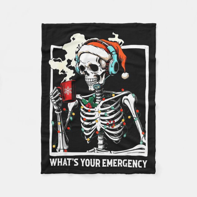 What's Your Emergency 911 Dispatcher Skeleton Chri Fleecedecke (Vorderseite)