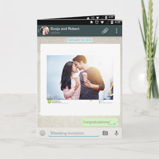 Whatsapp Android iPhone Chat Hochzeit Einladung (Vorderseite)