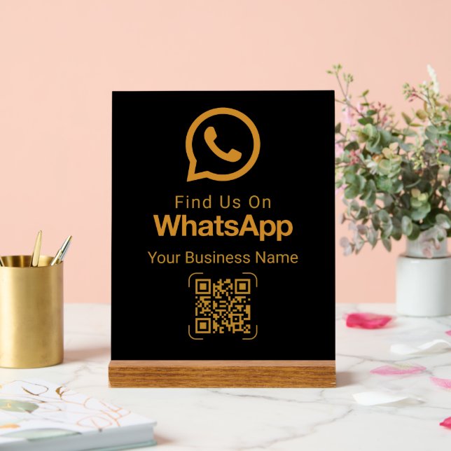 WhatsApp QR Code Business Contact Black Gold Acrylschild (Hochzeit)