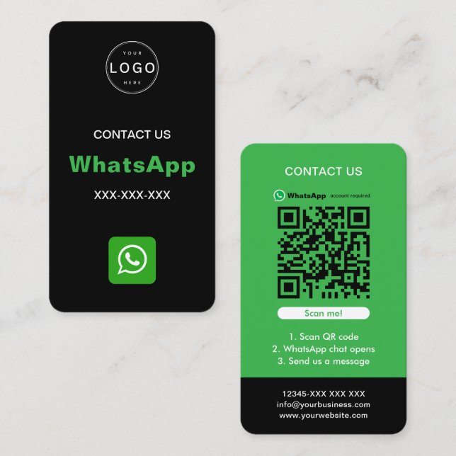 WhatsApp QR-Code Einfaches Minimalistisches Logo Visitenkarte (Vorne/Hinten)