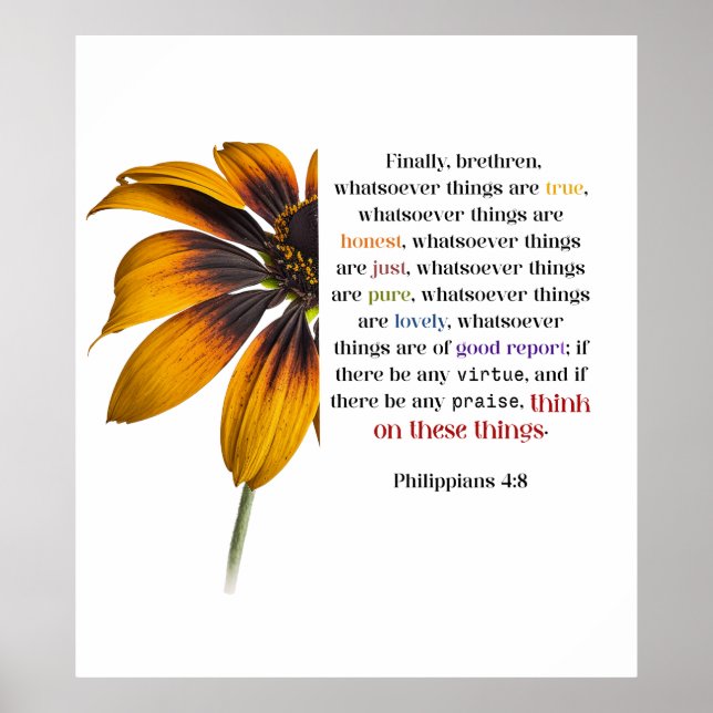 Whatsoever Things Are Scripture with Flower Poster (Vorne)