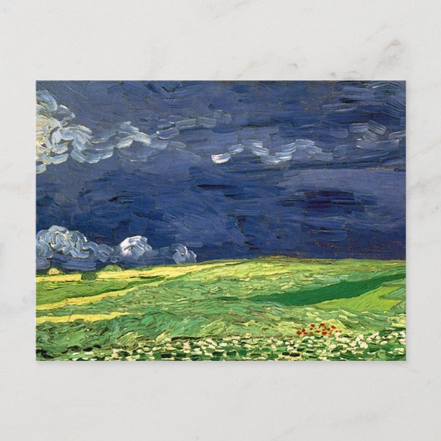 Wheat Field Under Clouded Sky Van Gogh Fine Art Postkarte (Vorderseite)