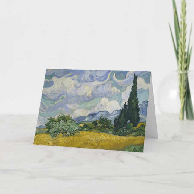 Wheat Field with Cypresses, Oil Painting, Van Gogh Karte (Vorderseite)