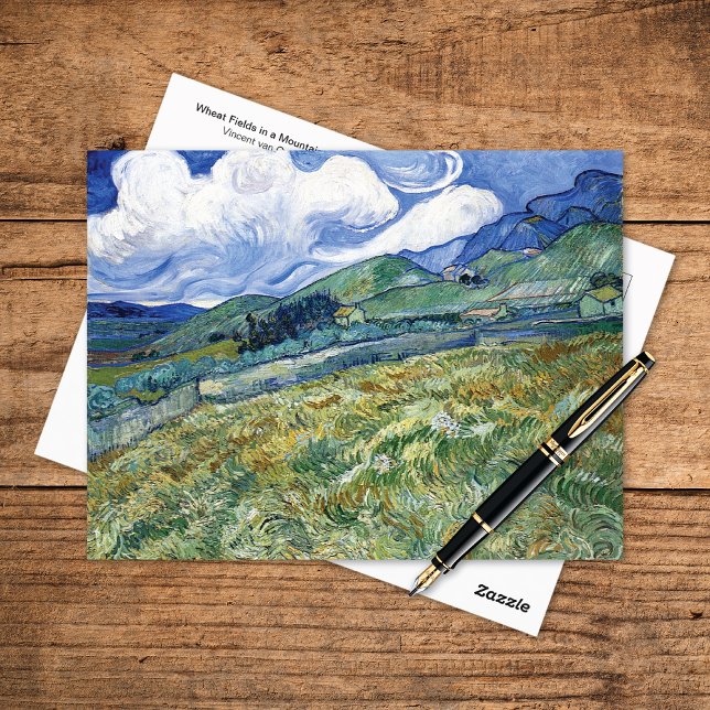 Wheat Fields Mountains Vincent van Gogh Postkarte (Von Creator hochgeladen)