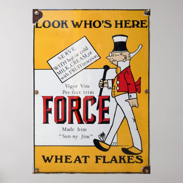 Wheat Flakes, Vintages Emailschild. Poster (Vorne)