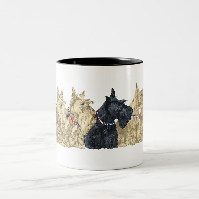 Wheaten & Black Scott in einer Linie Zweifarbige Tasse (Mittel)