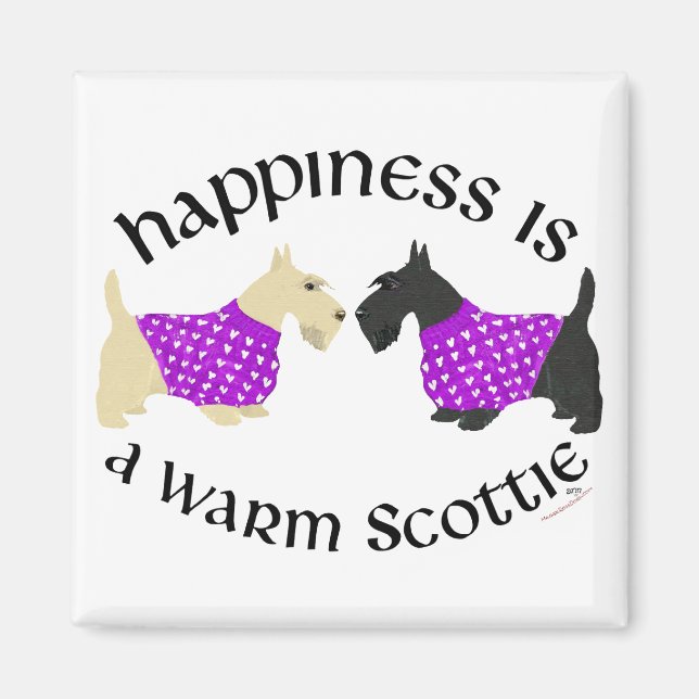 Wheaten & Black Scottie Happy Magnet (Vorne)