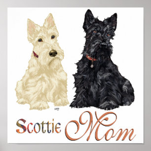 Wheaten & Black Scotties Muttertag Poster