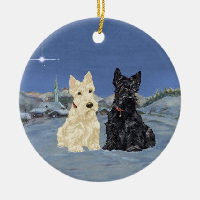 Wheaten Black Scottish Christmas Keramik Ornament (Vorne)