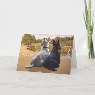 Wheaten & Black Scottish Terrier Karte