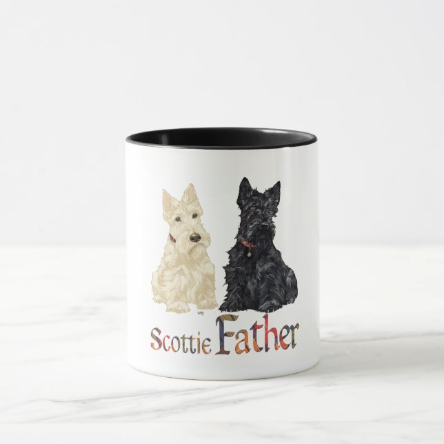 Wheaten & Black Scottish Terriers Father Tasse (Zentrum)