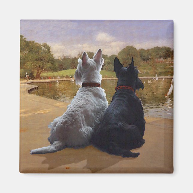 Wheaten & Black Scottish Terriers Magnet (Vorne)