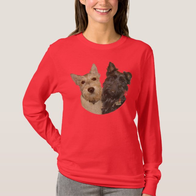 Wheaten & Black Scottish Terriers T-Shirt (Vorderseite)