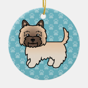 Wheaten Cairn Terrier Cartoon Dog On Blue Keramikornament