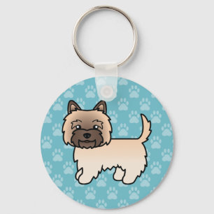 Wheaten Cairn Terrier Cartoon Hund auf Blau Schlüsselanhänger