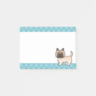Wheaten Cairn Terrier Cartoon Hund & Blaue Ränder Post-it Klebezettel