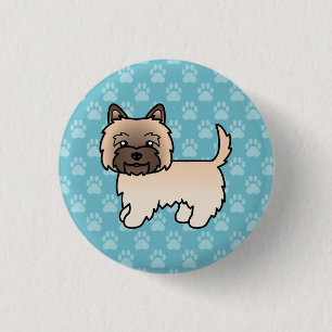 Wheaten Cairn Terrier Hund Cartoon Zeichnung auf B Button
