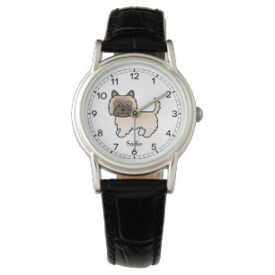 Wheaten Cairn Terrier Süßer Cartoon-Hund & Name Armbanduhr