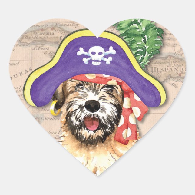 Wheaten Pirate Herz-Aufkleber (Vorderseite)