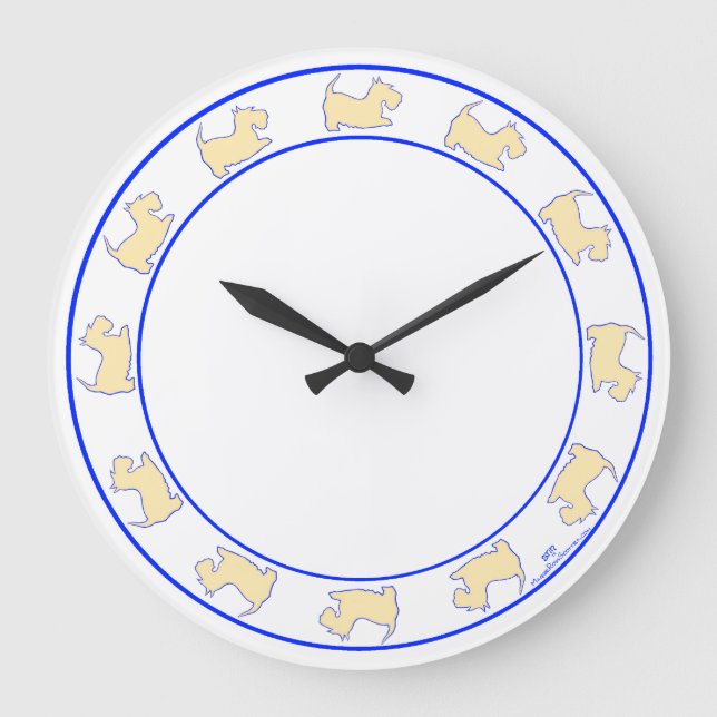 Wheaten schottische Terrier Große Wanduhr (Vorderseite)