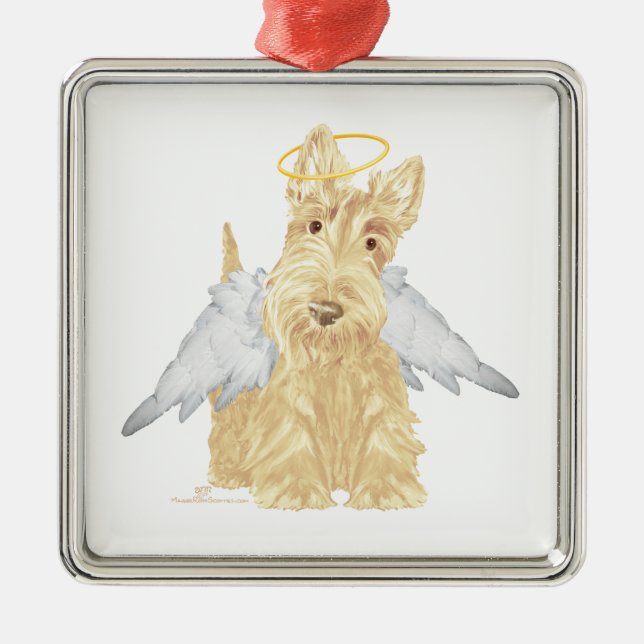 Wheaten Scottie Angel Ornament Aus Metall (Vorne)