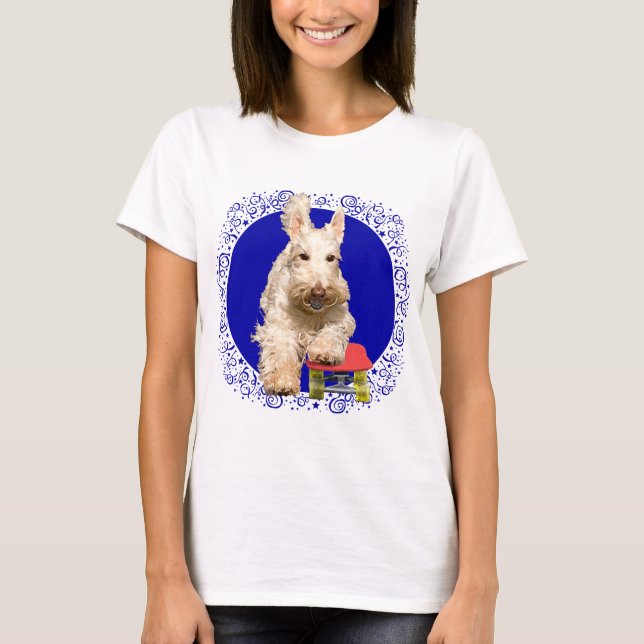Wheaten Scottie auf einem Skateboard T-Shirt (Vorderseite)