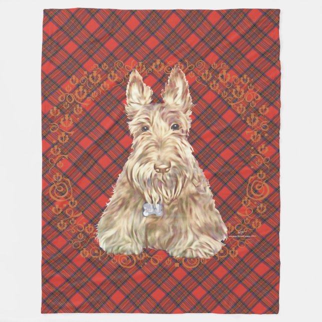 Wheaten Scottie Tartan Fleecedecke (Vorderseite)