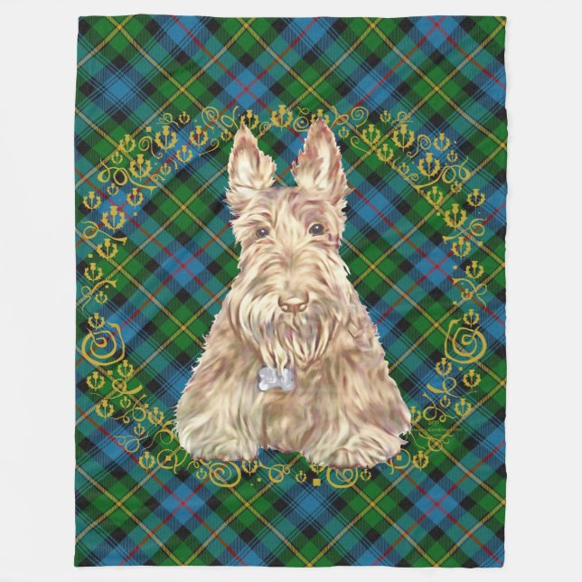 Wheaten Scottie Tartan Fleecedecke (Vorderseite)