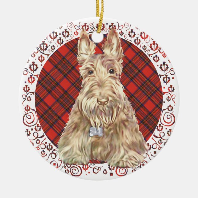 Wheaten Scottie Tartan Keramik Ornament (Vorne)