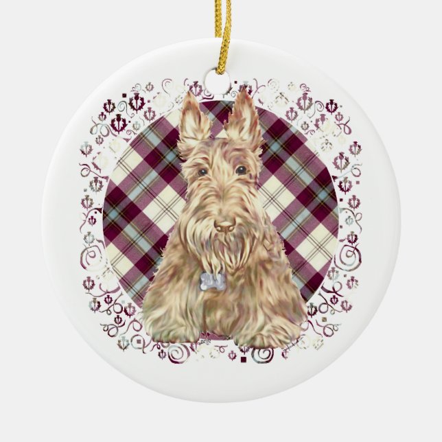 Wheaten Scottie Tartan Keramikornament (Vorne)