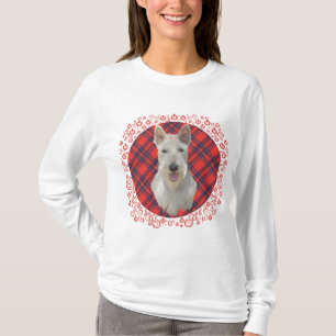 Wheaten Scottish Terrier auf Tartan T-Shirt