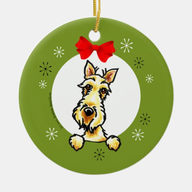 Wheaten Scottish Terrier Christmas Classic Keramikornament (Vorne)