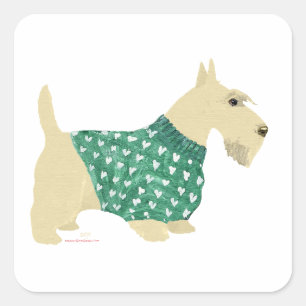 Wheaten Scottish Terrier Pullover Quadratischer Aufkleber