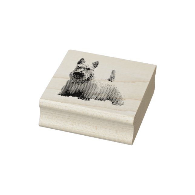 Wheaten Scottish Terry Happy/Front-Sitting View Gummistempel (Stempel)