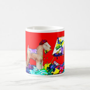 Wheaten Terrier Artist (Red Bkgd) Kaffeetasse