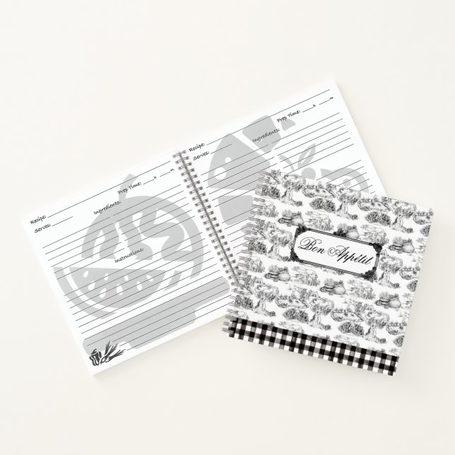 WHEATEN Terrier Black Toile Bon Appétit Rezept Notizbuch (Innenseite)