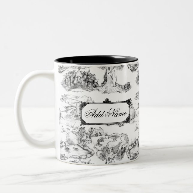 WHEATEN Terrier Black Toile mit Individuelle Name Zweifarbige Tasse (Links)