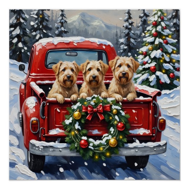 Wheaten Terrier Christmas Red Truck Holiday Gift Poster (Vorderseite)