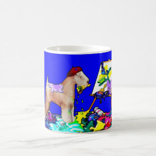 Wheaten Terrier: "Der Maler" (Blau) Tasse