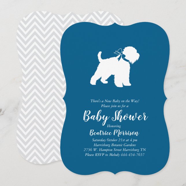 Wheaten Terrier Dog Baby Shower Blue Boy Einladung (Vorne/Hinten)