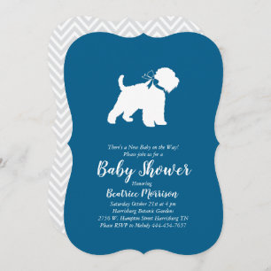 Wheaten Terrier Dog Baby Shower Blue Boy Einladung